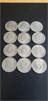 12 - Kennedy silver half dollars