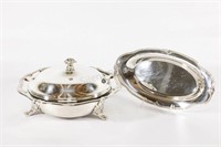 Silverplate Lidded Serving Dish & Tray