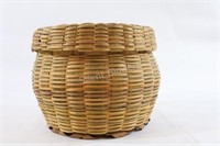 Woven Two-Tone Splint & Sweetgrass Lidded Basket