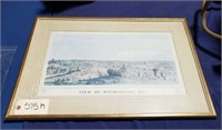 Framed lithograph of Wilmington, DE from