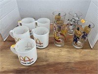 Vintage McDonald drinking glasses and mugs