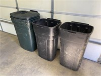 3 - LARGE RUBBERMAID GARBAGE CANS