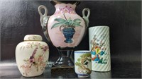 Vintage Asian Porcelain Vases & Lidded Ginger Jar