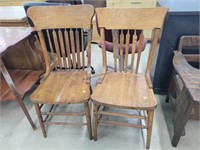 2- Antique Wooden Dining Chairs