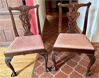 Two Vintage Chippendale Style Side Chairs - Ck