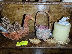 Large candle and goose shaped wicker basket. Fourt