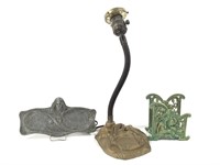 3 Cast Metal Pcs Iron Lamp, Holder + Aluminum Tray