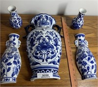 Lot of Blue Ceramic Wall Pockets & Vases