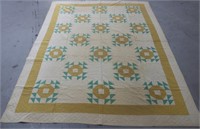 LATE 19TH C. HANDMADE QUILT, REPEATING GEOMETRIC