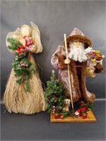 Large Santa with Toys Figure , Straw Angel