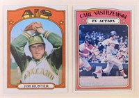 Two 1972 Topps baseball cards: Jim "Catfish"