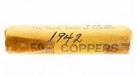 Canada Royal Bank Wrap Roll 1942 One Cent - Copper