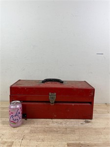 Metal tool box with tools inside