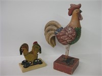 Resin Rooster & Cast Iron Roosters Napkin Holder