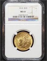1913 $10 Indian Head Gold Eagle NGC MS61
