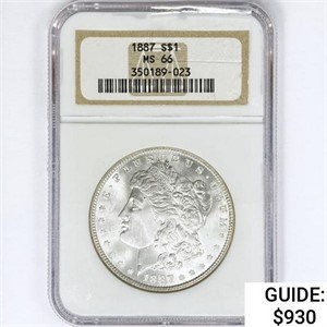 1887 Morgan Silver Dollar NGC MS66