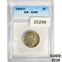 1916-D Buffalo Nickel ICG AU58