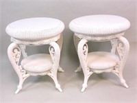 Pair of Victorian wicker parlor tables, circa