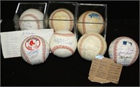 LOT OF 7 BASEBALLS.  3 SIGNED BY HALL OF FAMERS