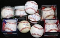 LOT OF 9 SIGNED BASEBALLS, MOST ARE HALL OF