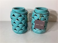 Allen+Roth Ceramic Pillar Candle Outdoor Lanterns