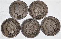 Lot of 5 Pre 1900 Indian head CEnts