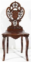 Black Forest Swiss "Edelweiss" Hall Chair