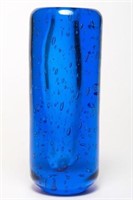 Mid-Century Cobalt Blue Bubble Glass Vase