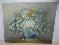 Floral oil on canvas painting signed R. Campton