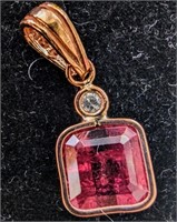 $1400 14K  Pink Tourmaline(2ct) Diamond(0.03ct) Pe