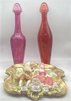 (F) 2 Decorative Vases & Mid Century Ceramic W