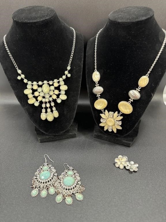 Jeweled Necklaces by NY, Boho style Earrings