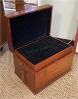 Antique cherry wood traveling vanity chest case