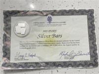 Five 999 Silver bars 1 gram each