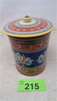 Painted Ceramic Container w/ Lid