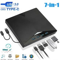 7-in-1 USB 3.0/USB C CD/DVD Drive  TF/SD  Burner f