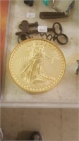 Bulova St. Gauden $20 Gold Piece Desk Clock