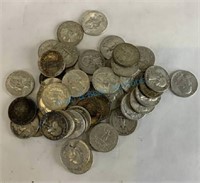 Group of 50 silver quarters