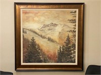 Large Square Mountain Landscape Painting 45"x45"