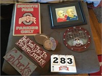 OSU clock, pictures, metal sign, wood signs