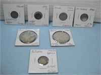 Seven Foreign Coins W/ Silver Content