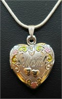 Sterling Silver Mom Heart Locket Necklace