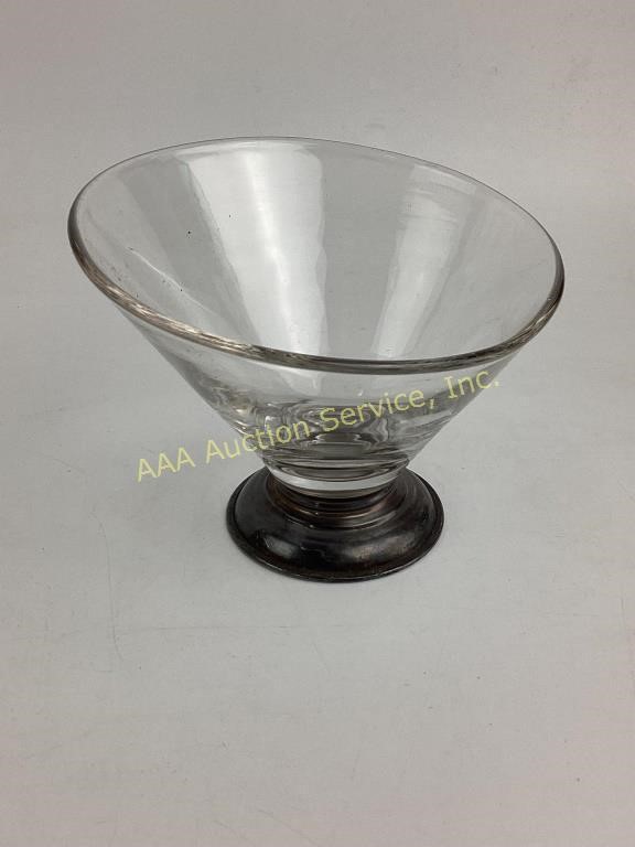Mid century glass bowl sterling base