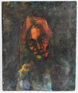 Abstract Portrait of a Woman Painting on Board