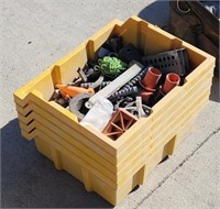 5 poly yellow bins with hardware, 18" x 16"