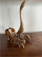 Lot of Assorted Wood & Plaster Animal Figurines
