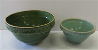 2- Yellow Ware Mixing Bowls