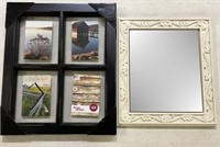 Window Pane Photo Frame; Leaf Motif Wall Mirror