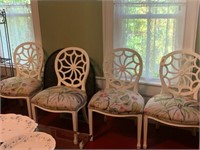 Set of 4 white spider back chairs