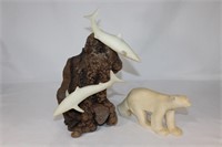 John Perry Dolphin Sculpture & Polar Bear`